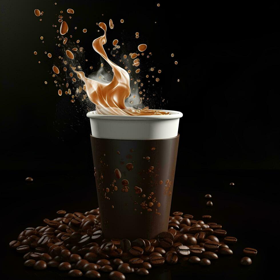tasse de café avec des grains photo