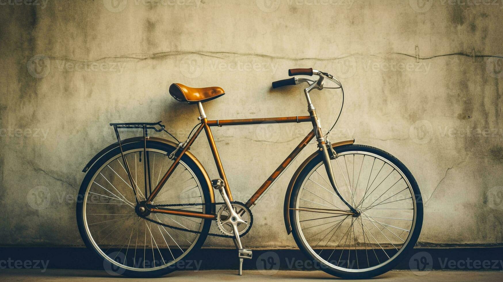 vieux style vélo avec vieilli marron mur génératif ai photo