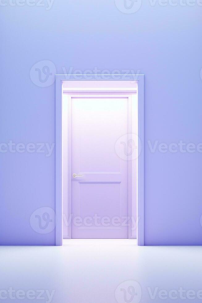 une minimaliste blanc porte dans violet mur génératif ai photo