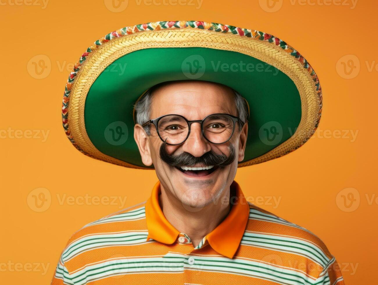 mexicain homme dans espiègle pose sur solide Contexte ai génératif photo