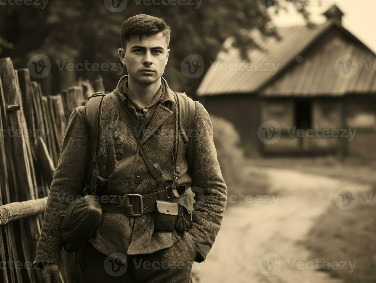 homme sert comme une dévoué et sans peur soldat ai génératif photo