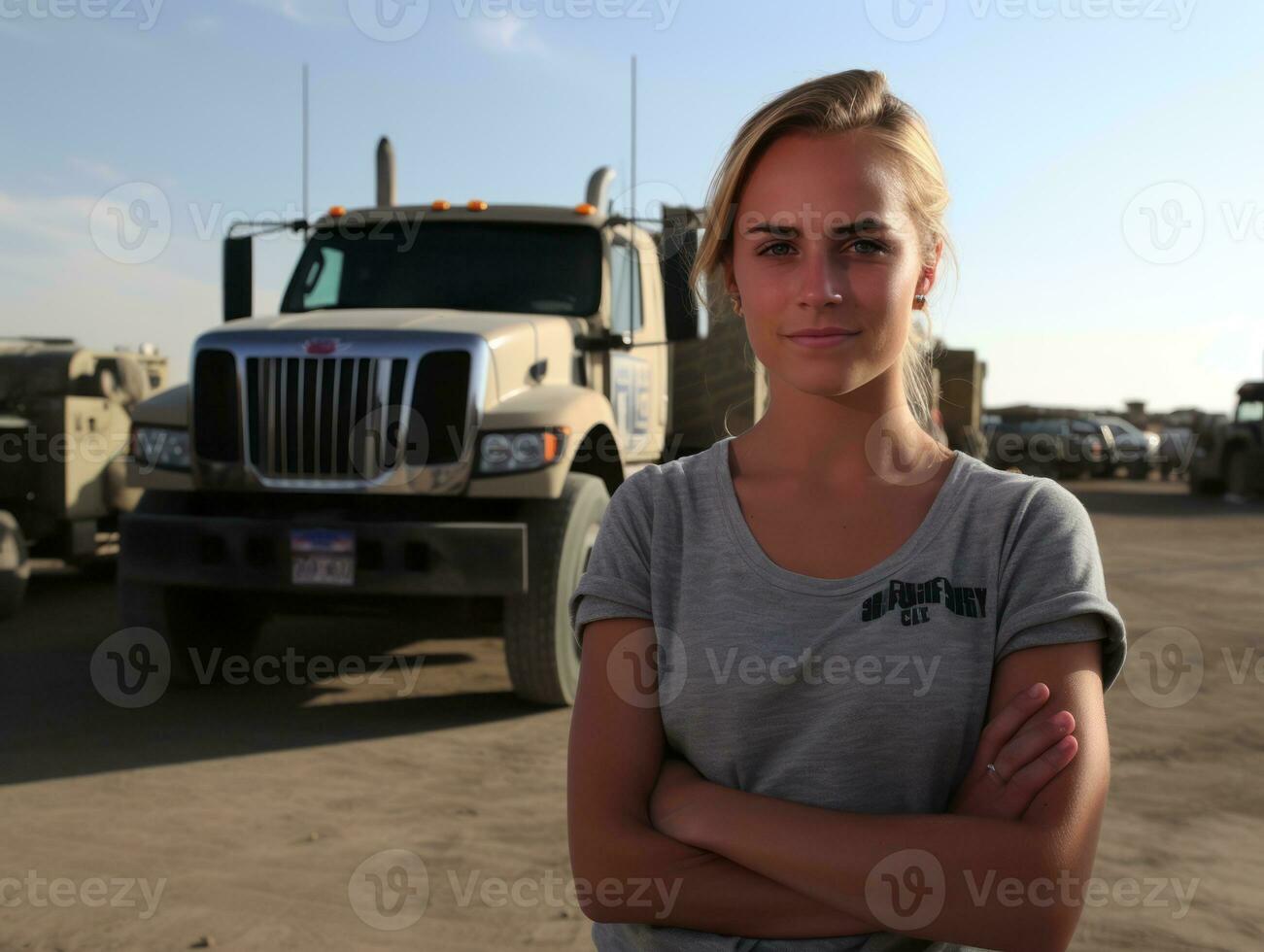 femme sert comme une dévoué et sans peur soldat ai génératif photo