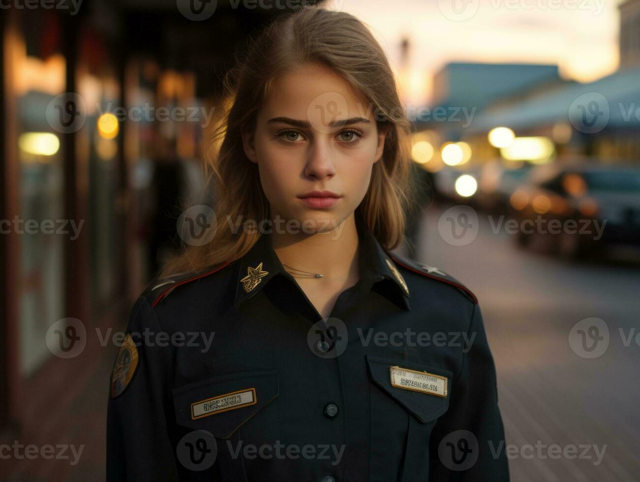 femme sert comme une dévoué et sans peur soldat ai génératif photo