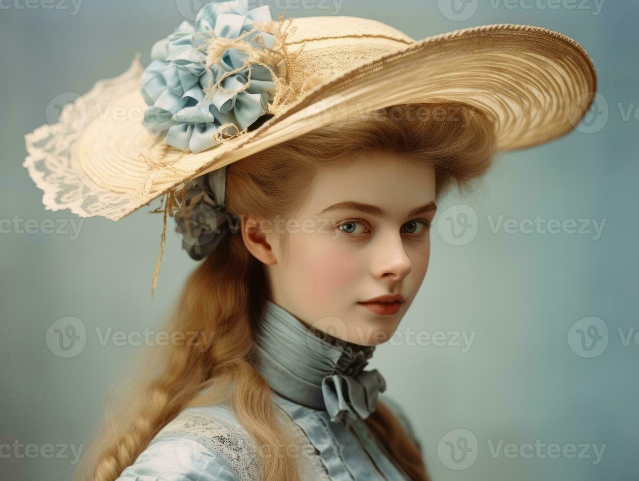 un coloré vieux photographier de une femme de le de bonne heure années 1900 ai génératif photo