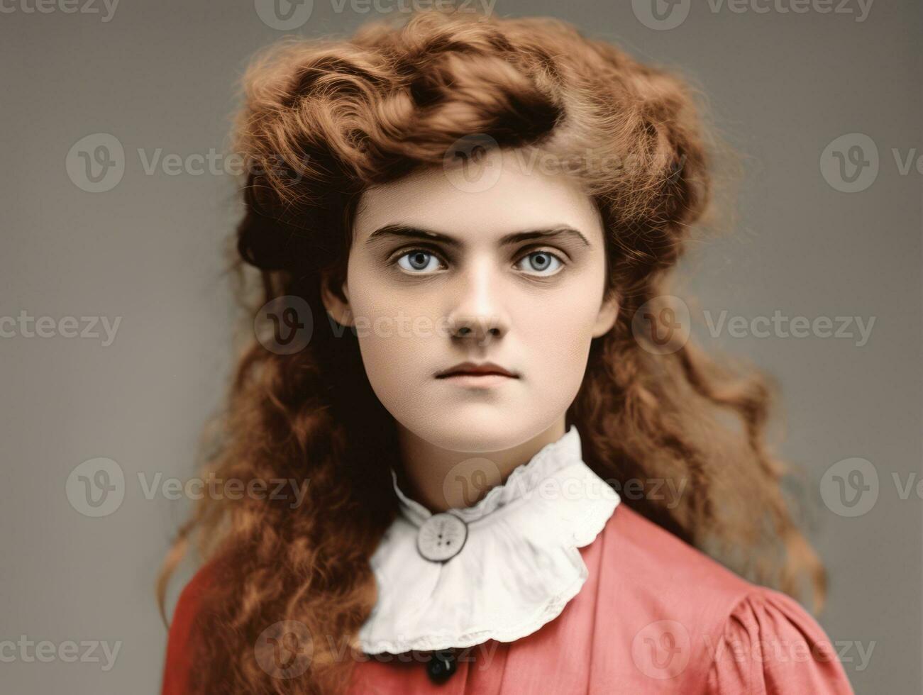 un coloré vieux photographier de une femme de le de bonne heure années 1900 ai génératif photo