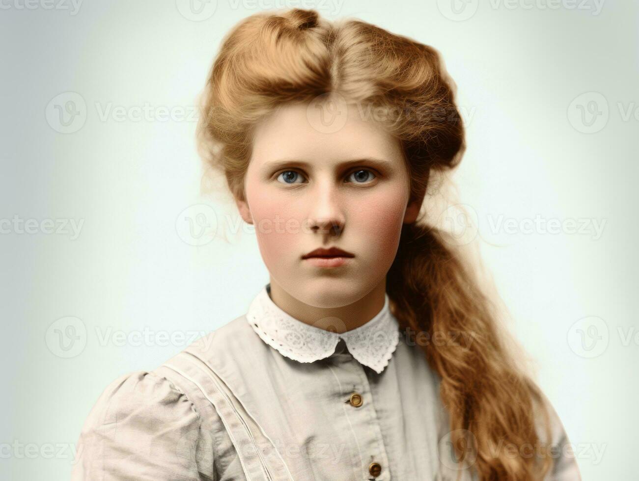 un coloré vieux photographier de une femme de le de bonne heure années 1900 ai génératif photo