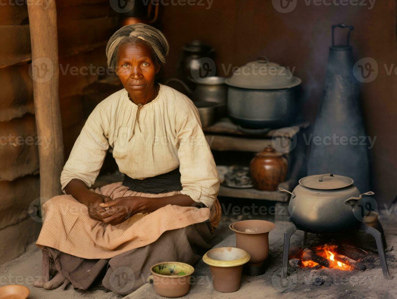 historique coloré photo de une les femmes du quotidien travail dans le passé ai génératif