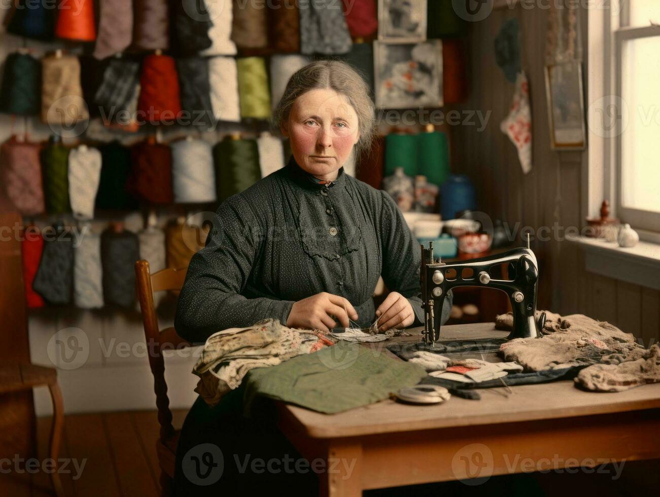 historique coloré photo de une les femmes du quotidien travail dans le passé ai génératif