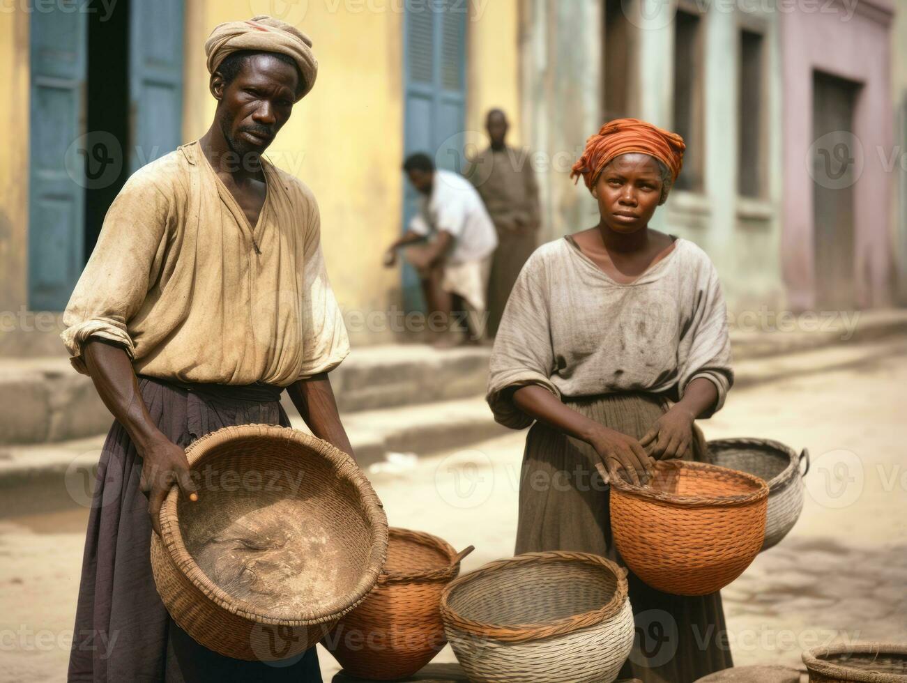 historique coloré photo de une les femmes du quotidien travail dans le passé ai génératif