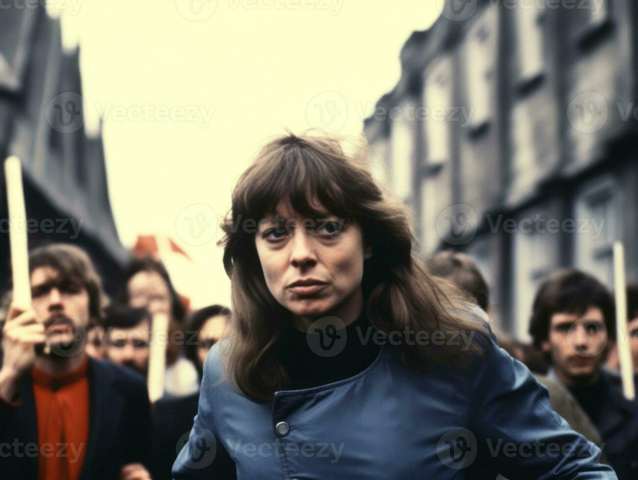 historique coloré photo de une femme de premier plan une manifestation ai génératif