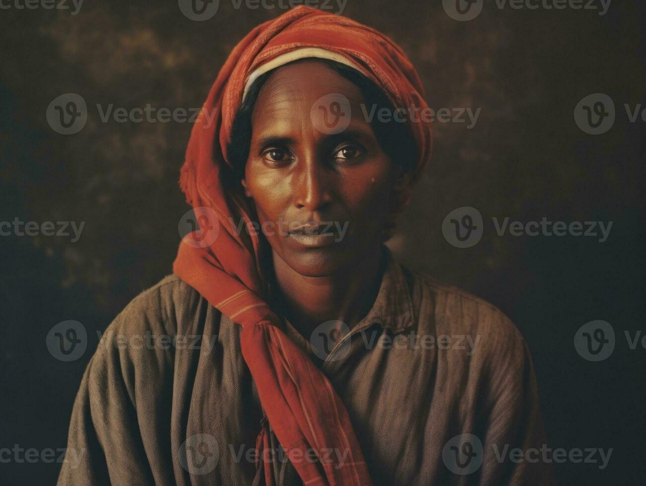 vieux coloré photographier de une noir femme de le de bonne heure années 1900 ai génératif photo