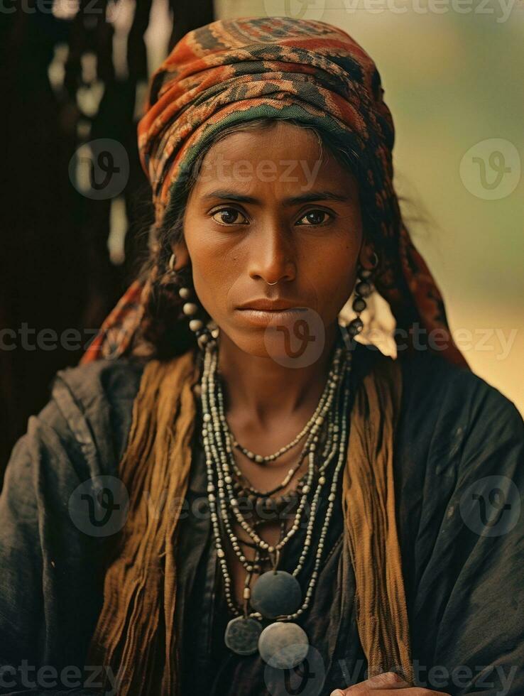 vieux coloré photographier de une brésilien femme de le de bonne heure années 1900 ai génératif photo