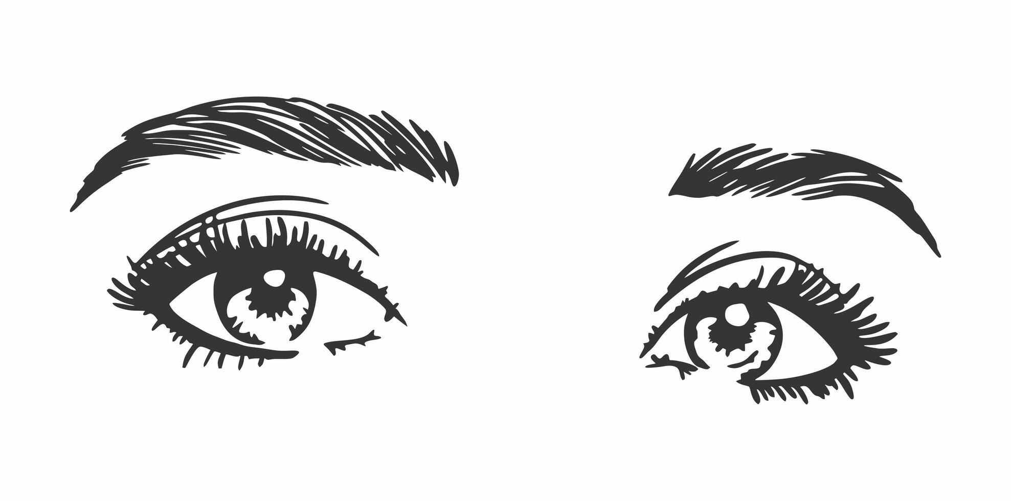 magnifique femelle yeux noir et blanc illustration photo