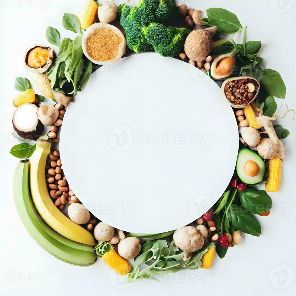 rond Contexte avec coloré légume Ingrédients ai génératif photo