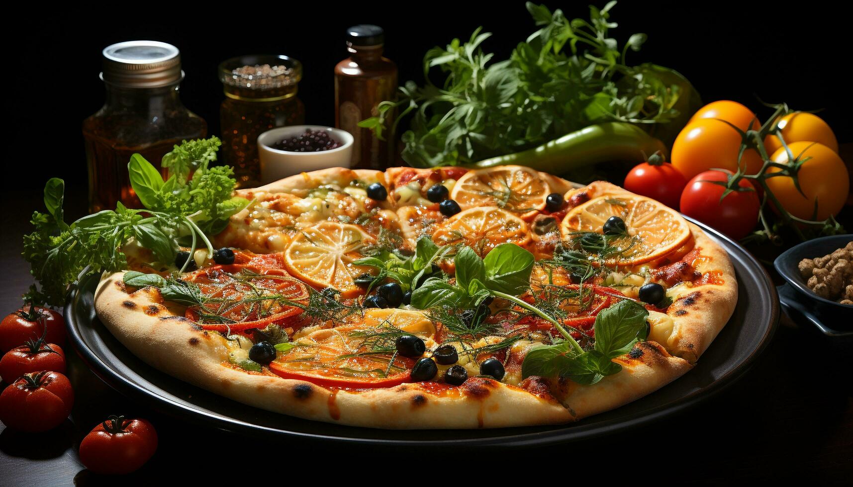 fraîcheur et saveur sur une en bois table fait maison italien Pizza généré par ai photo