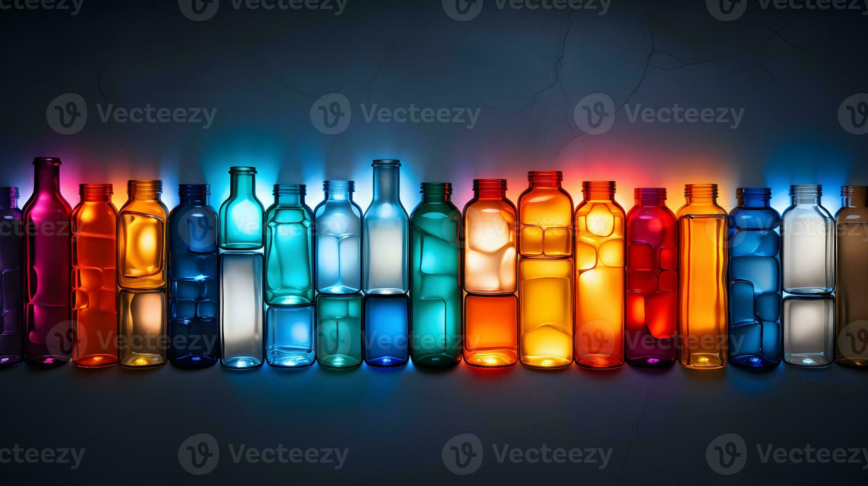 assorti bouteilles de coloré pilules - généré ai art photo