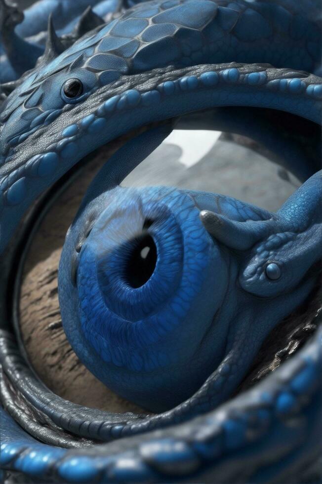 bleu œil dragon ai génératif photo