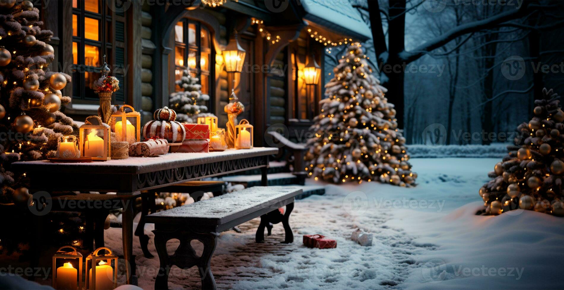 Noël arbre avec Nouveau années cadeaux, famille Christian Accueil vacances - ai généré image photo