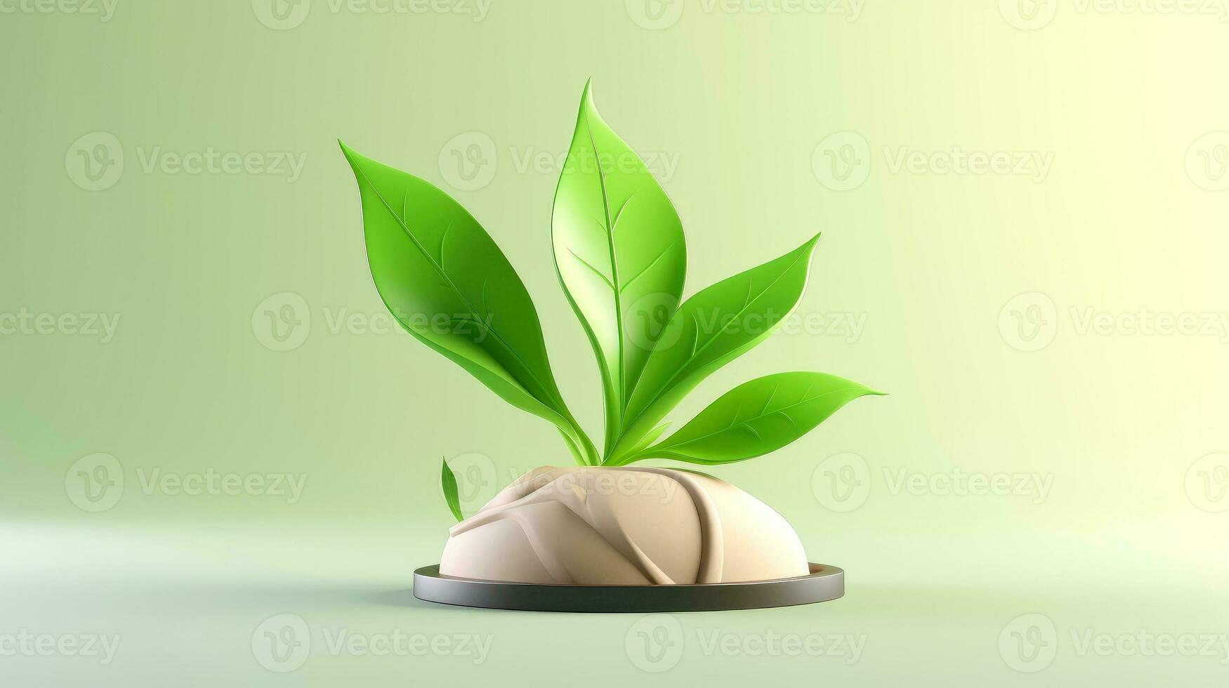 3d maquette feuille de arbre et plante. écologie, bio et Naturel des produits concept, proche en haut vue de feuilles composition, minimal style, génératif ai illustration photo