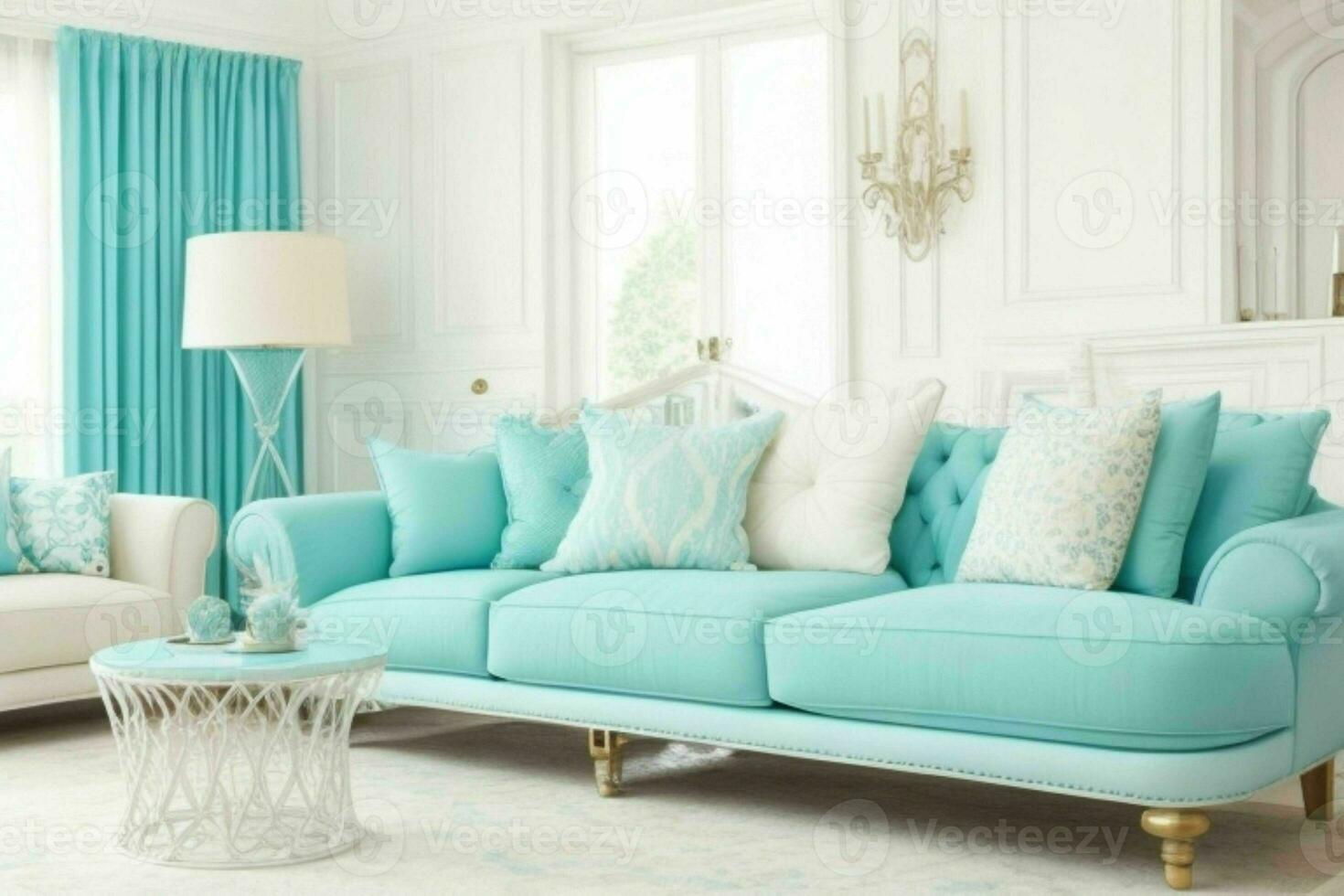 moderne vivant pièce conception avec confortable canapé et élégant décoration. génératif ai pro photo