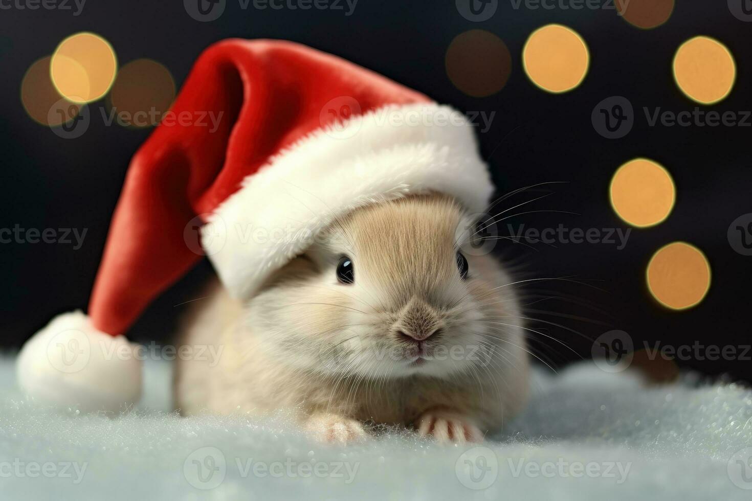 lapin dans Père Noël claus chapeau, Noël vacances concept. génératif ai photo