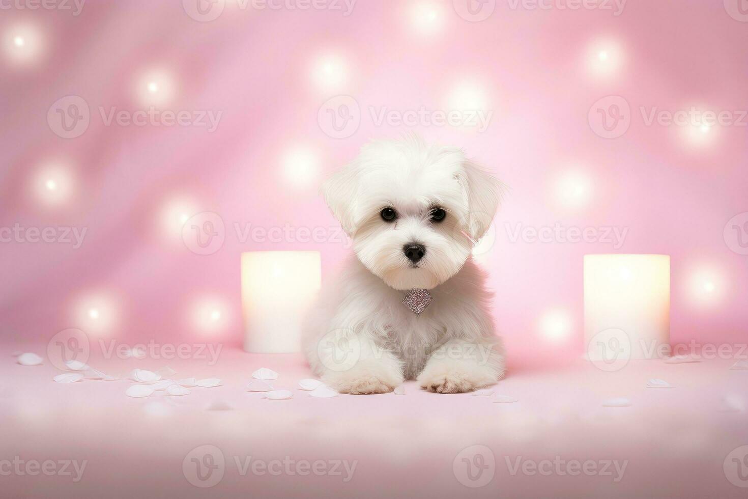 fermer de mignonne chien avec magnifique bokeh arrière-plan, génératif ai illustration photo