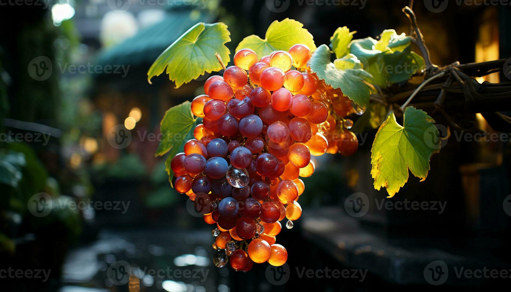 grain de raisin feuille, l'automne fraîcheur, mûr fruit, vignoble, biologique vinification généré par ai photo