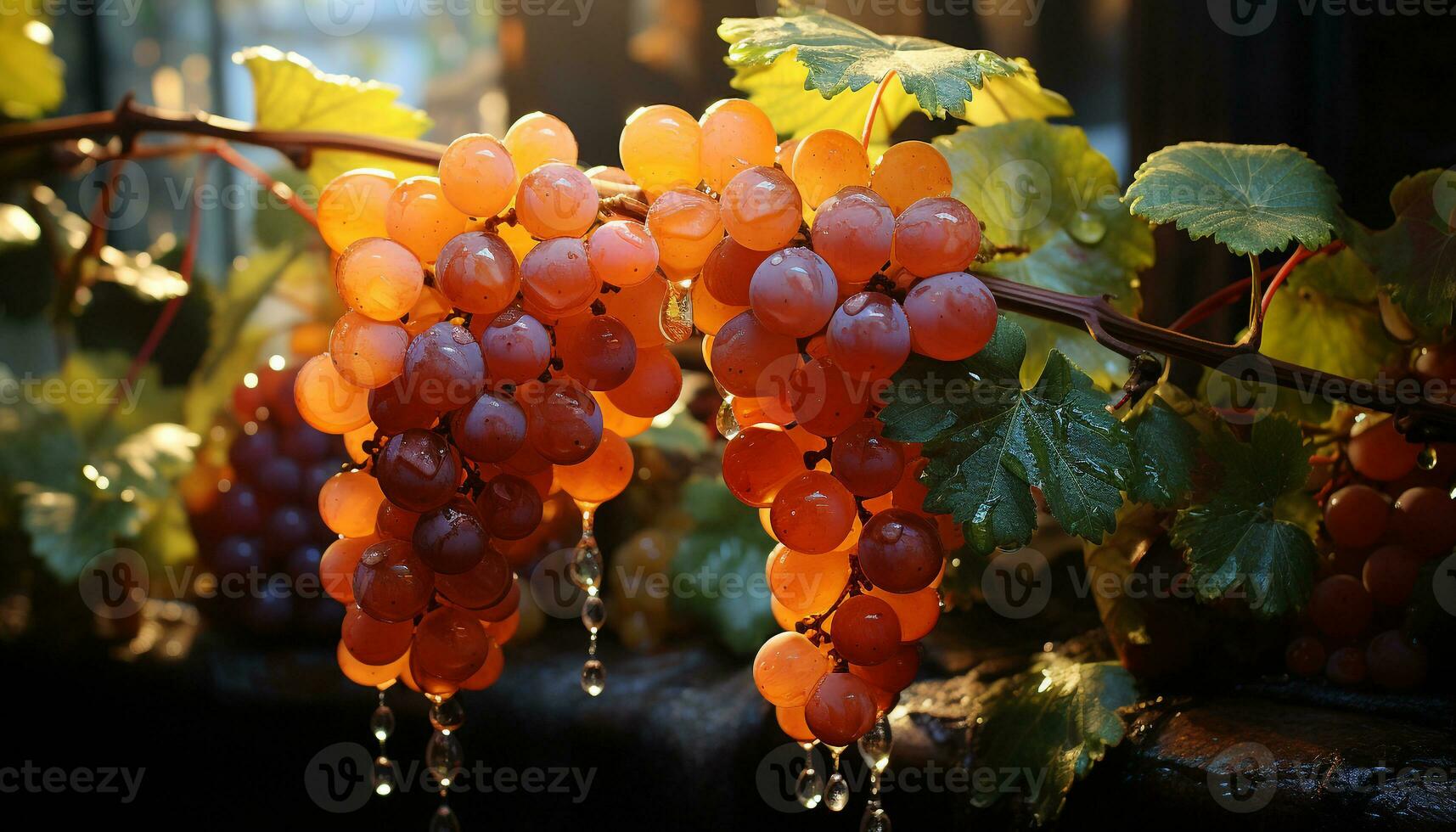 grain de raisin feuille, la nature fruit, l'automne fraîcheur, agriculture vibrant fête généré par ai photo