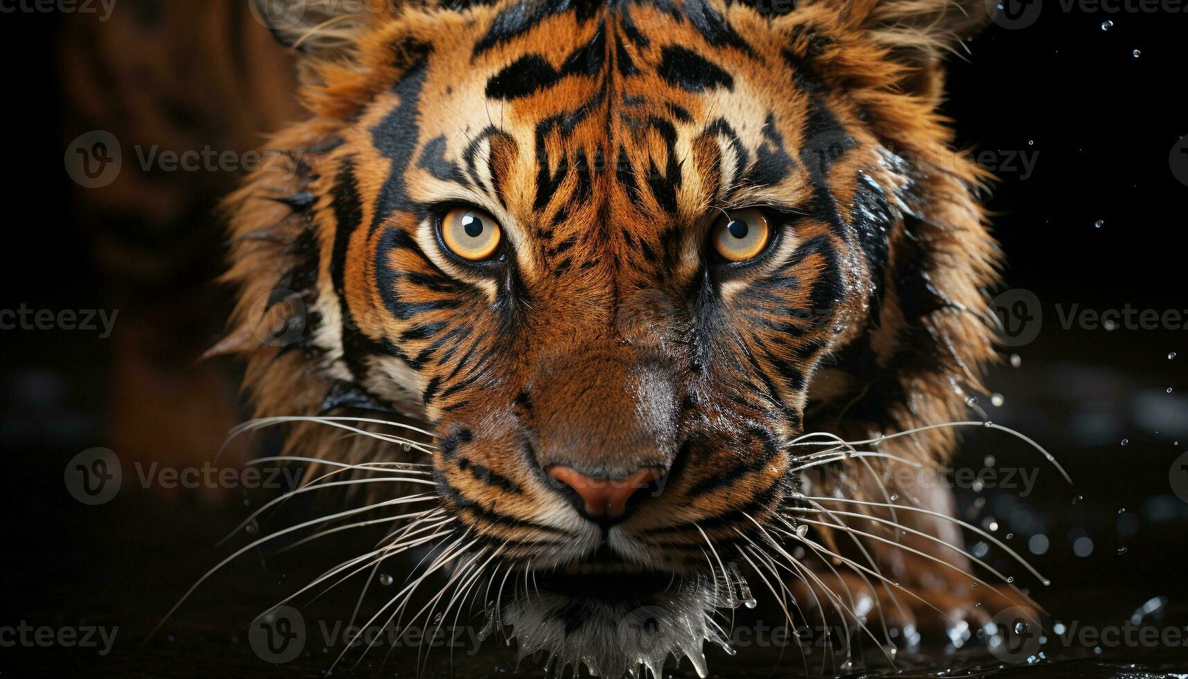 majestueux tigre, non domestiqué chat, regarder avec agression, beauté dans la nature généré par ai photo