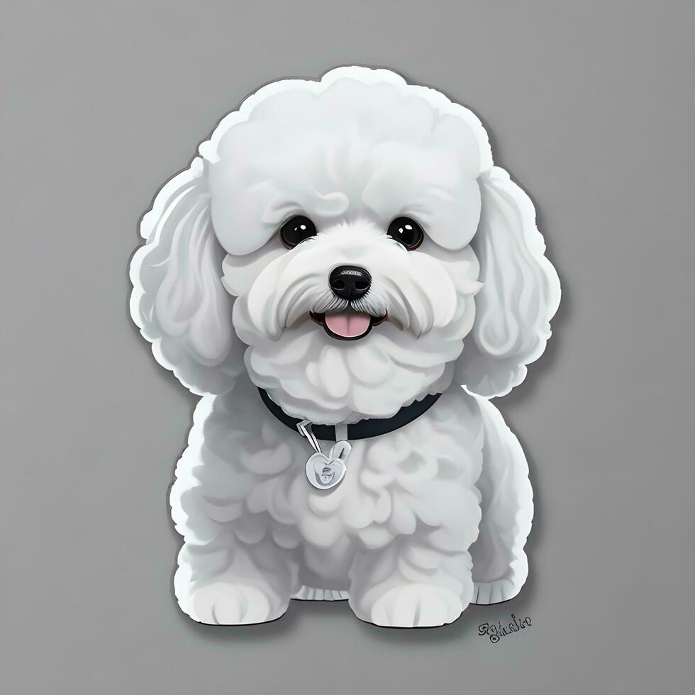 bichon frise chien autocollant vecteur art ai produire photo