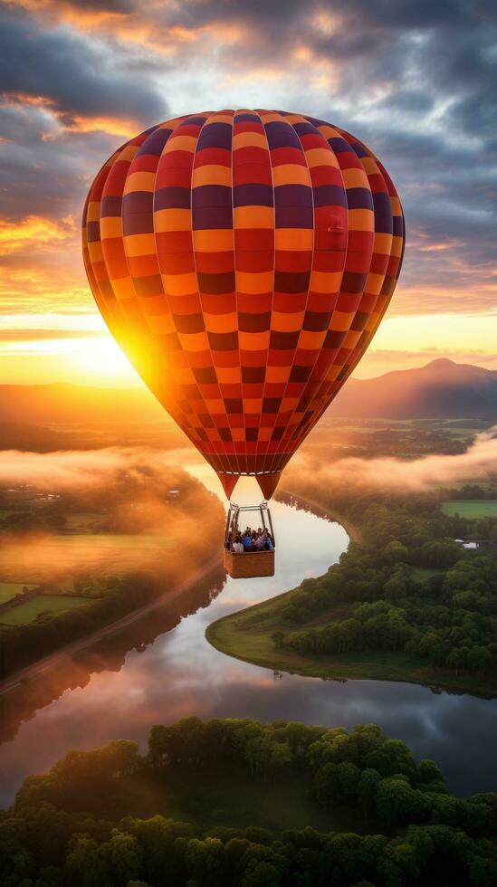 chaud air ballon conduire. aventureux, rêveur, Stupéfiant, romantique, unique photo