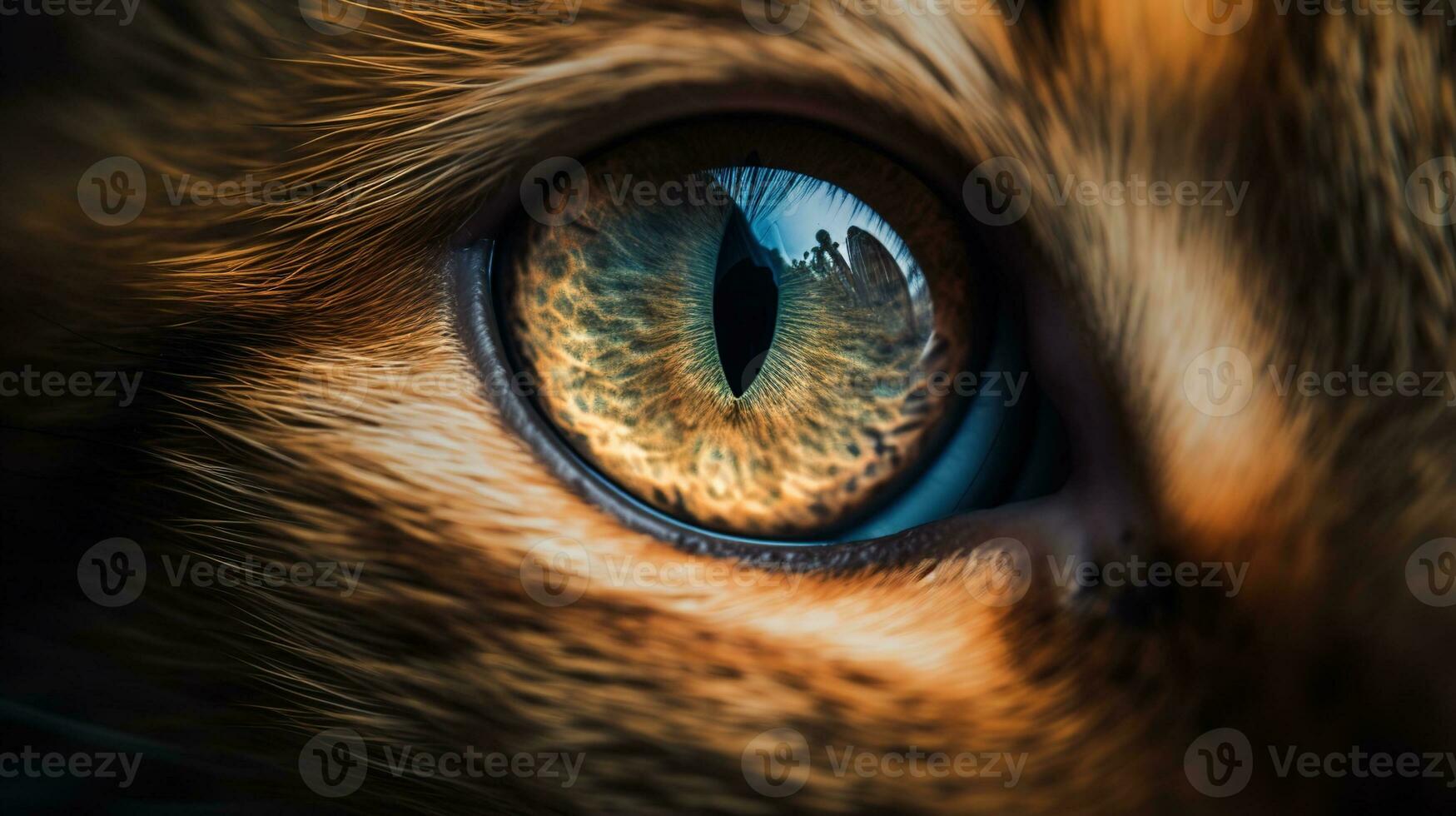 macro œil de une animal de compagnie tigré chat photo