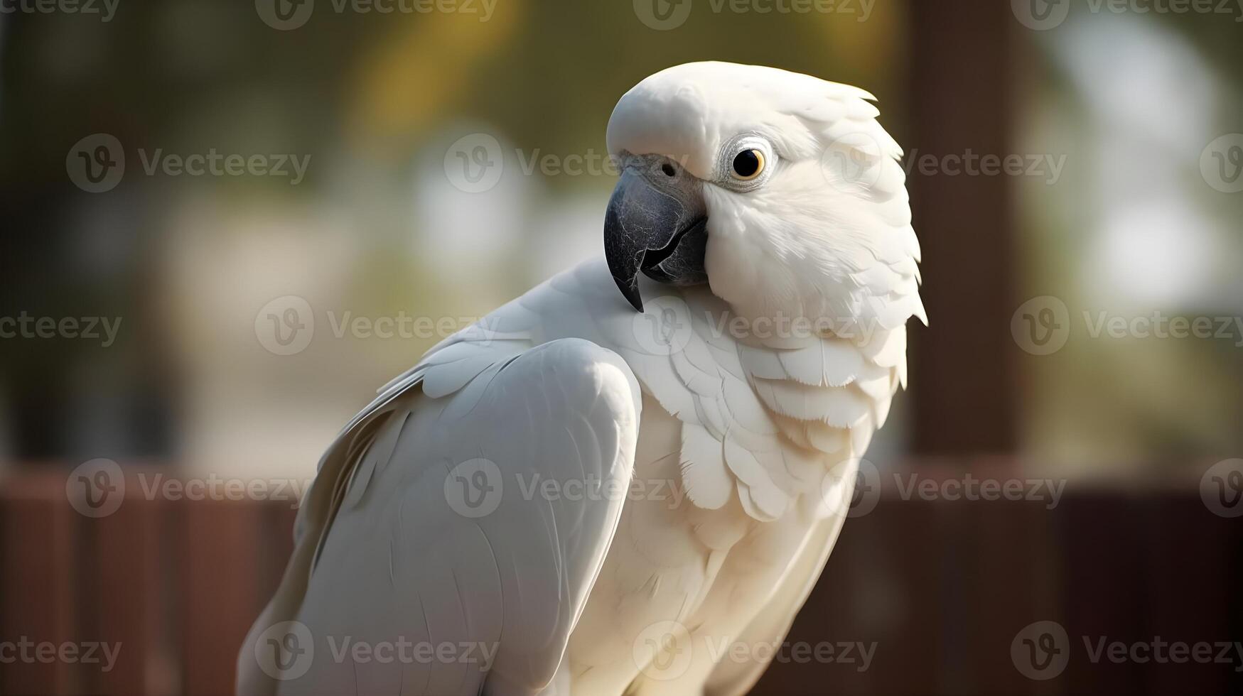 portrait proche en haut blanc cacatoès tour le sien diriger. ai généré. photo