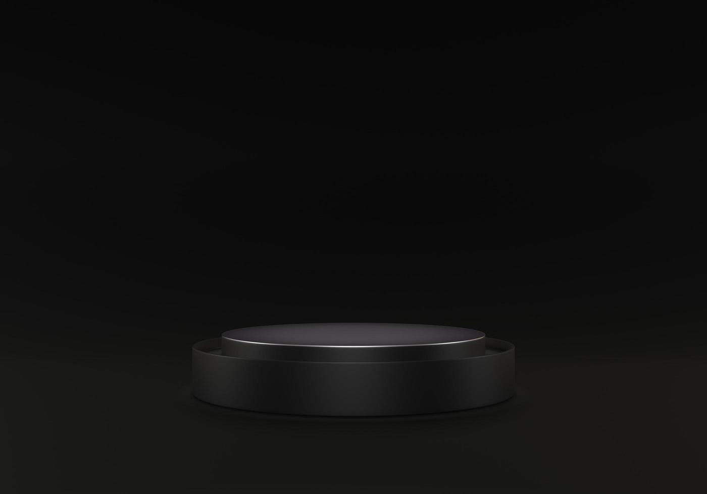 Podium de stand noir de rendu 3D sur la forme géométrique de fond noir photo