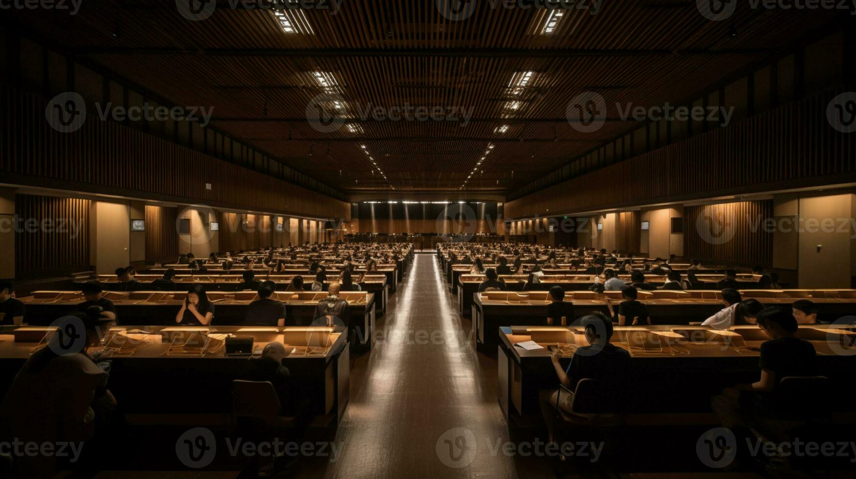 intérieur rassemblement de participants dans une bondé salle ai génératif photo