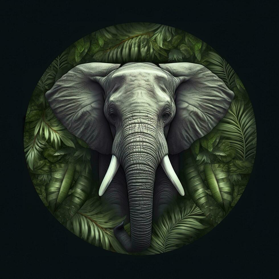 l'éléphant rond vert la nature arrière-plan, ai génératif photo