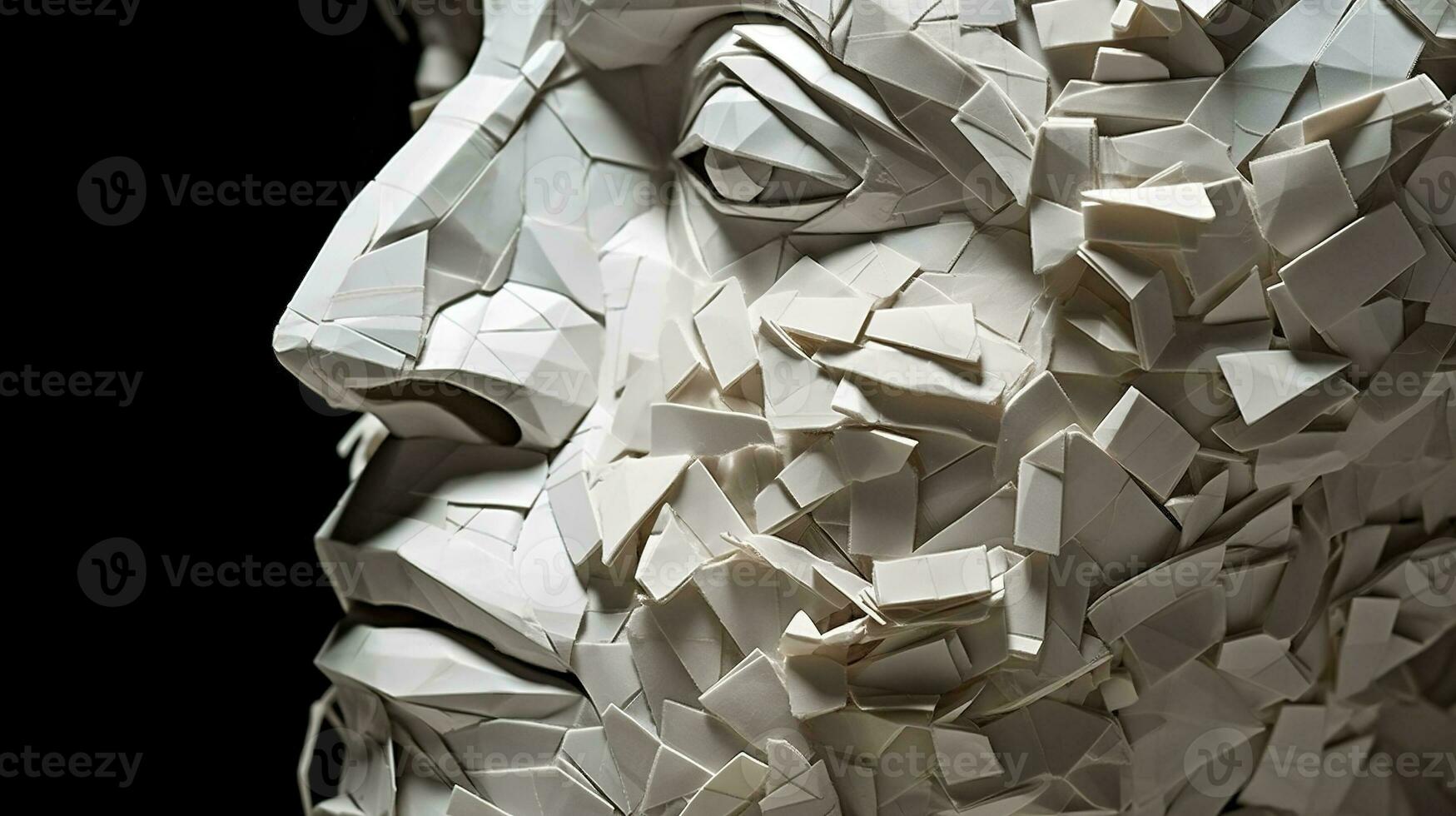 Papercraft visage humain 3d. Sculpture abstraite géométrique