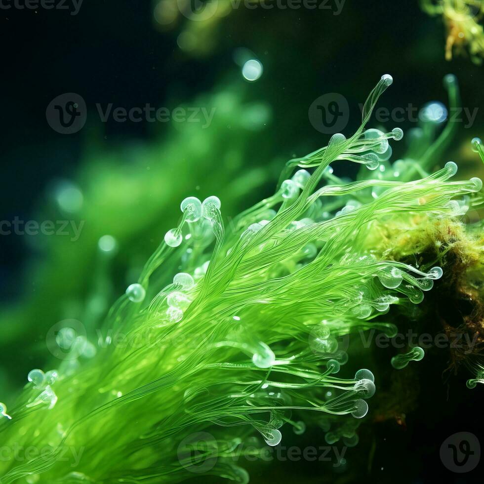 vert algues sous-marin fermer photo