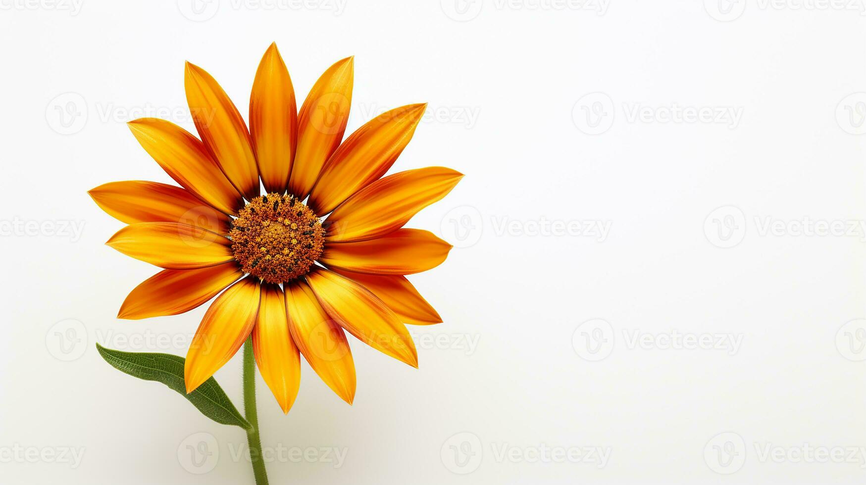 photo de magnifique gazania fleur isolé sur blanc Contexte. génératif ai