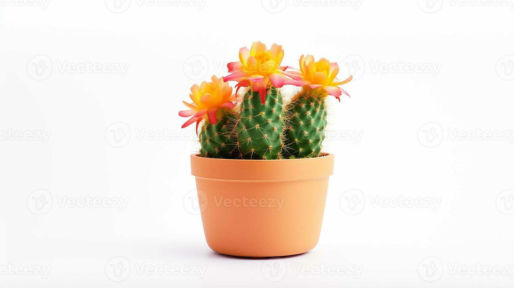 photo de cactus fleur fleur isolé sur blanc Contexte. génératif ai