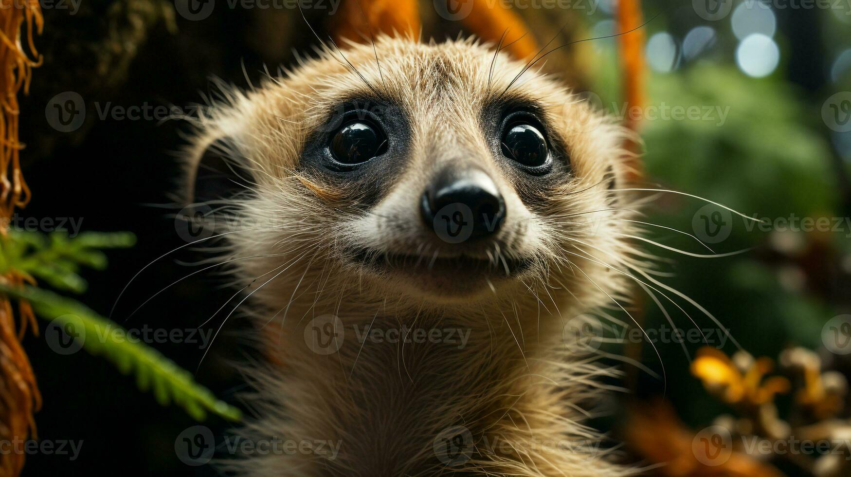 fermer photo de une suricate à la recherche tout direction sur jungle. génératif ai