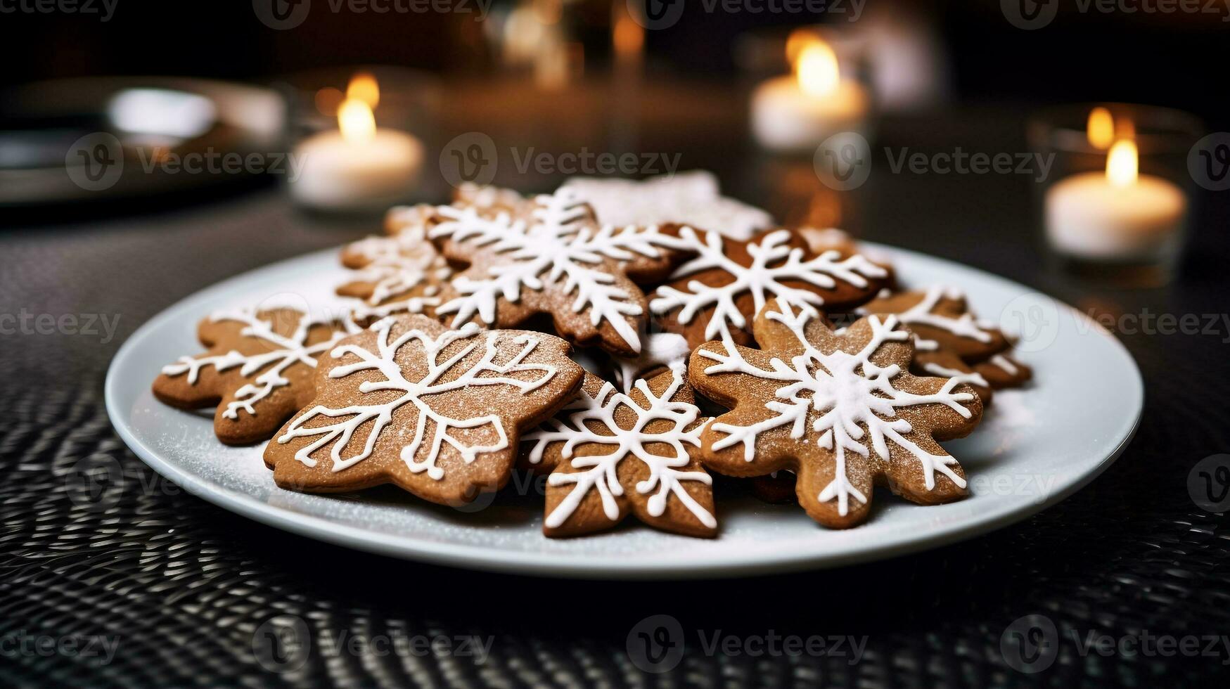 photo de pain d'épice biscuits comme une plat dans une haut de gamme restaurant. génératif ai