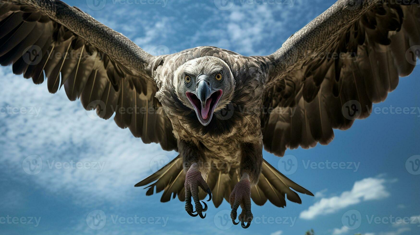 photo de une vautour en dessous de bleu ciel. génératif ai