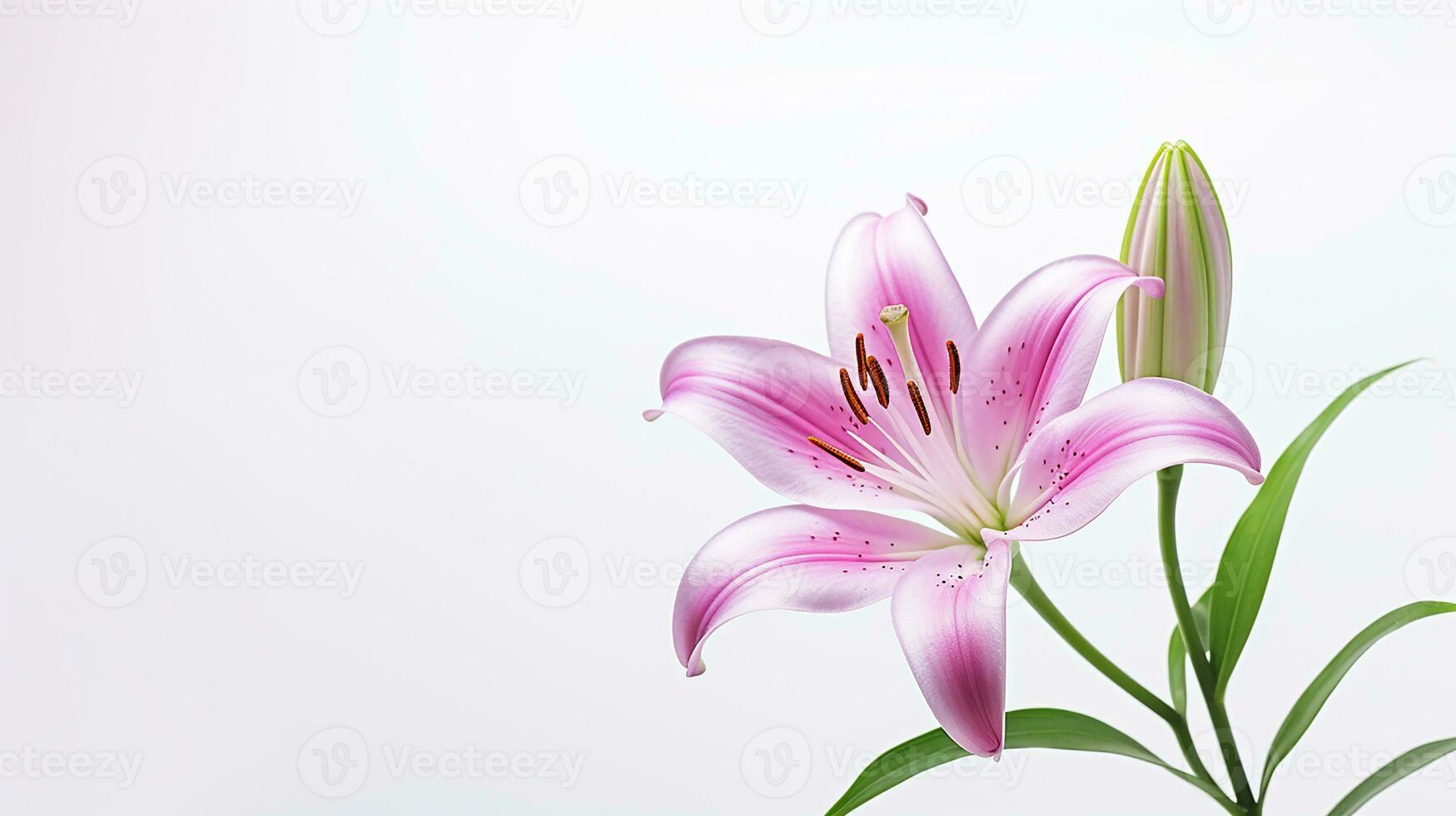 photo de magnifique lis fleur isolé sur blanc Contexte. génératif ai