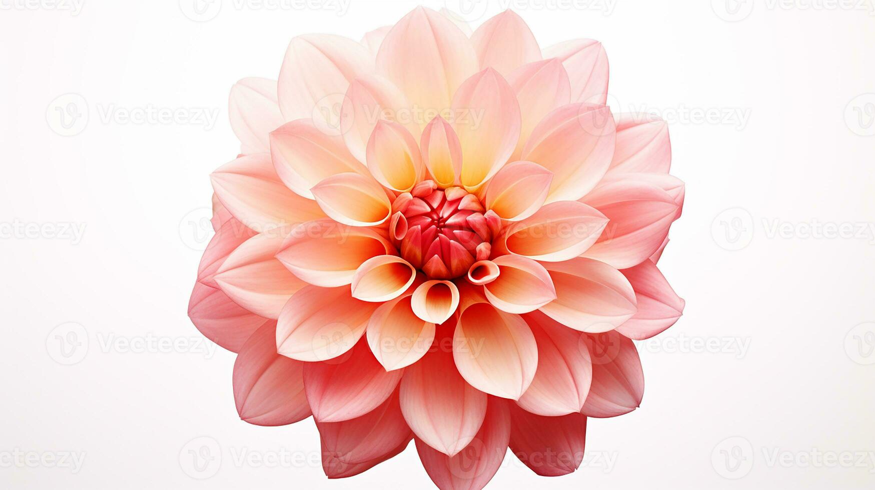 photo de magnifique dahlia fleur isolé sur blanc Contexte. génératif ai