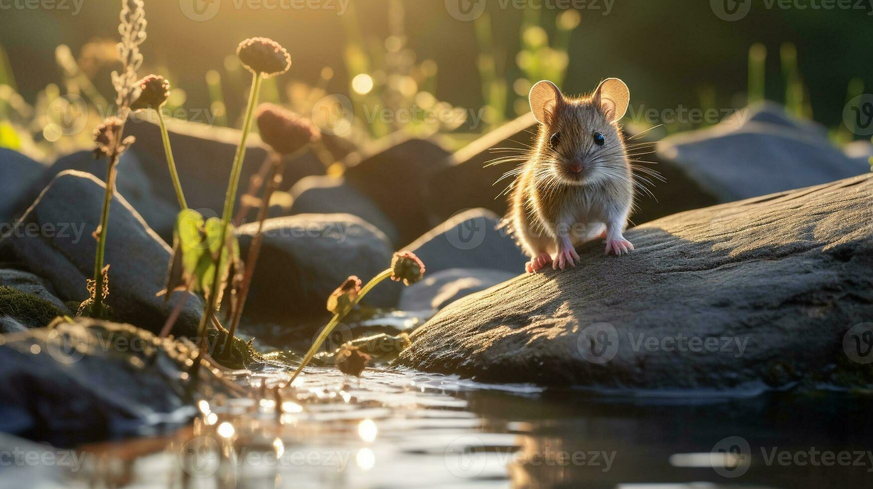 fermer photo de une épineux Souris à la recherche dans leur habitat. génératif ai