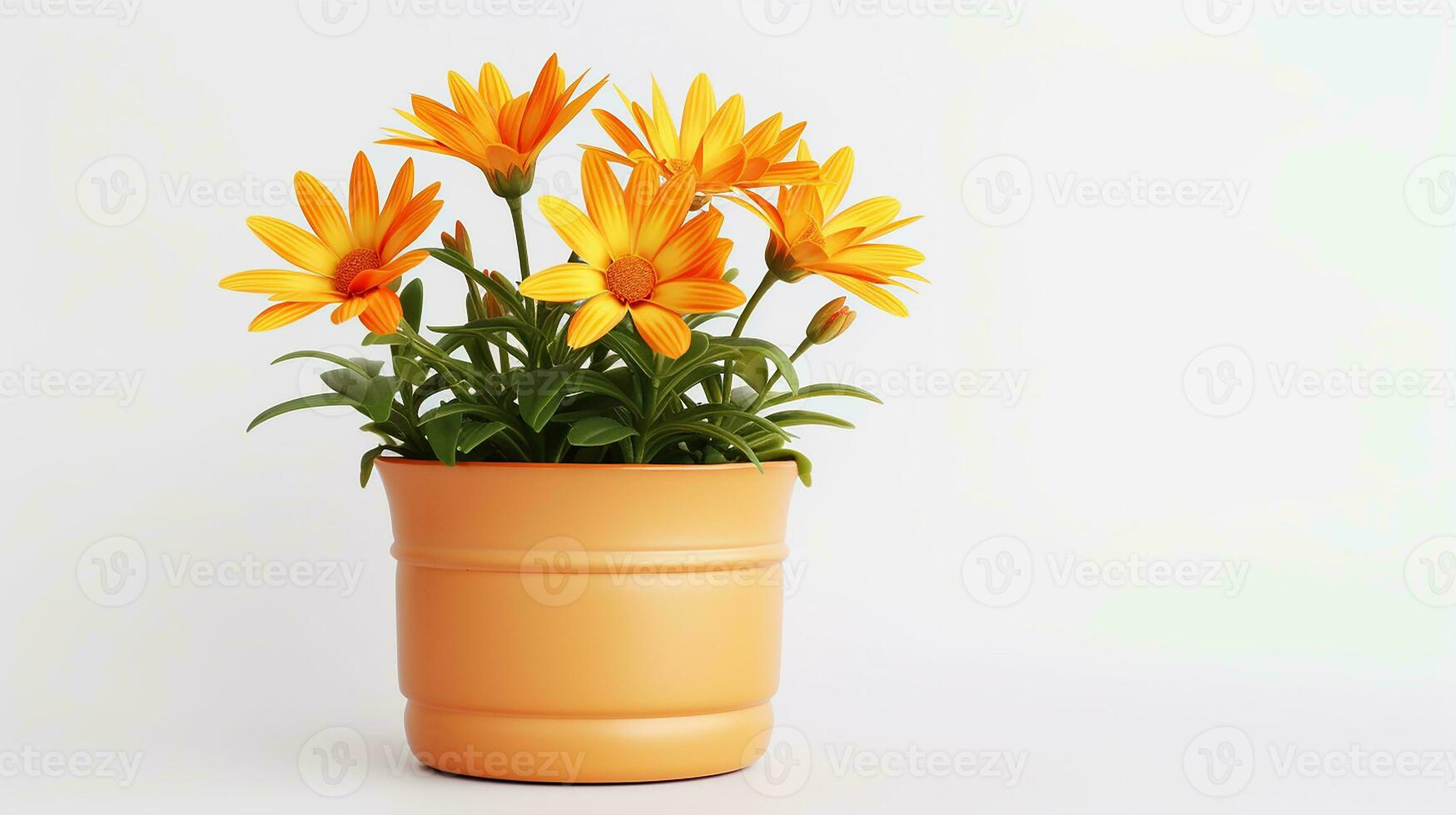 photo de gazania fleur dans pot isolé sur blanc Contexte. génératif ai