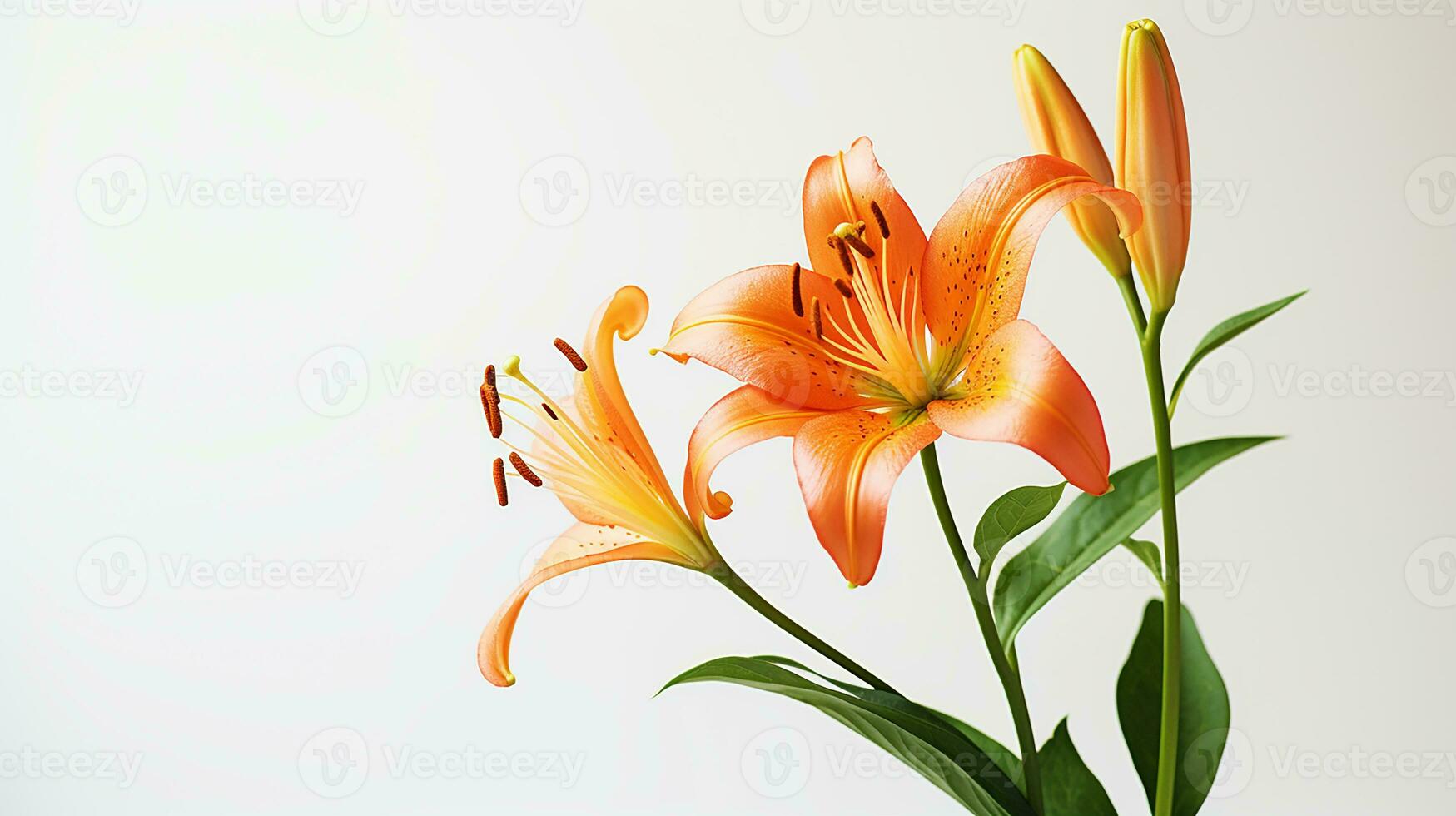 photo de magnifique lilium fleur isolé sur blanc Contexte. génératif ai