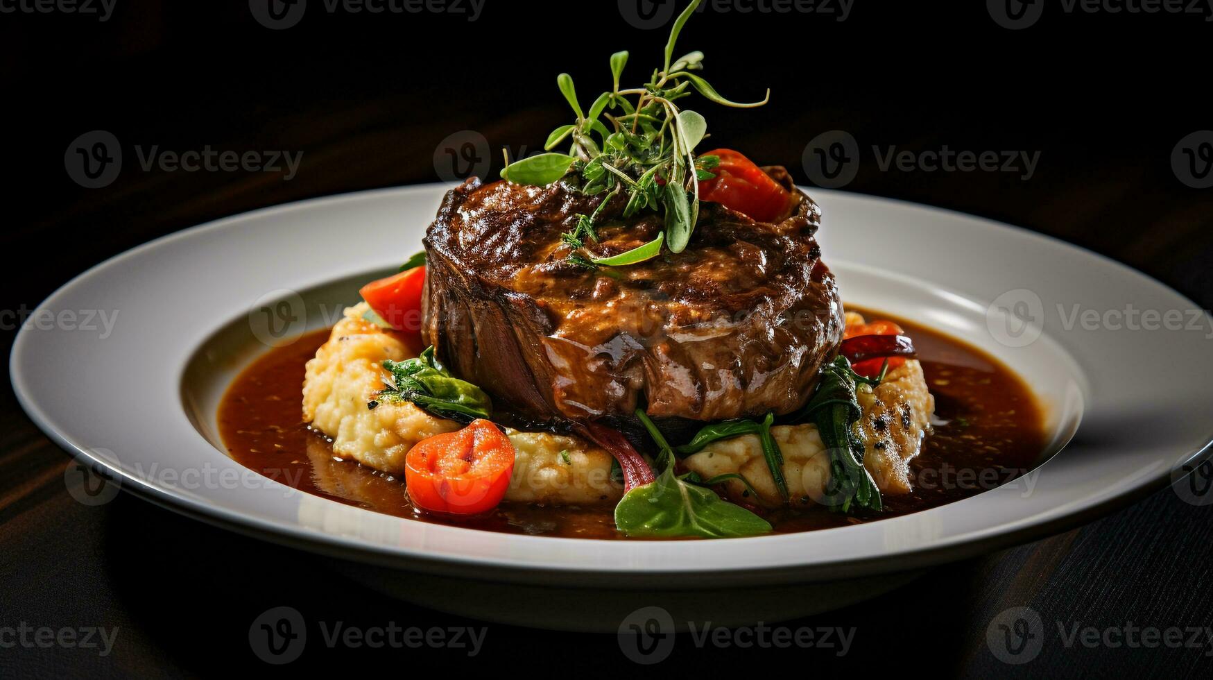 photo de agneau jarret osso buco comme une plat dans une haut de gamme restaurant. génératif ai