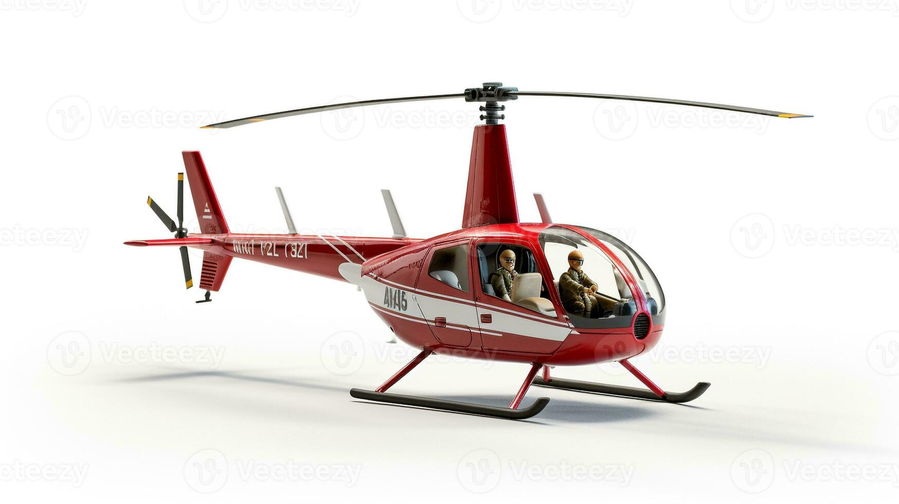 affichage une 3d miniature Robinson r44. génératif ai photo